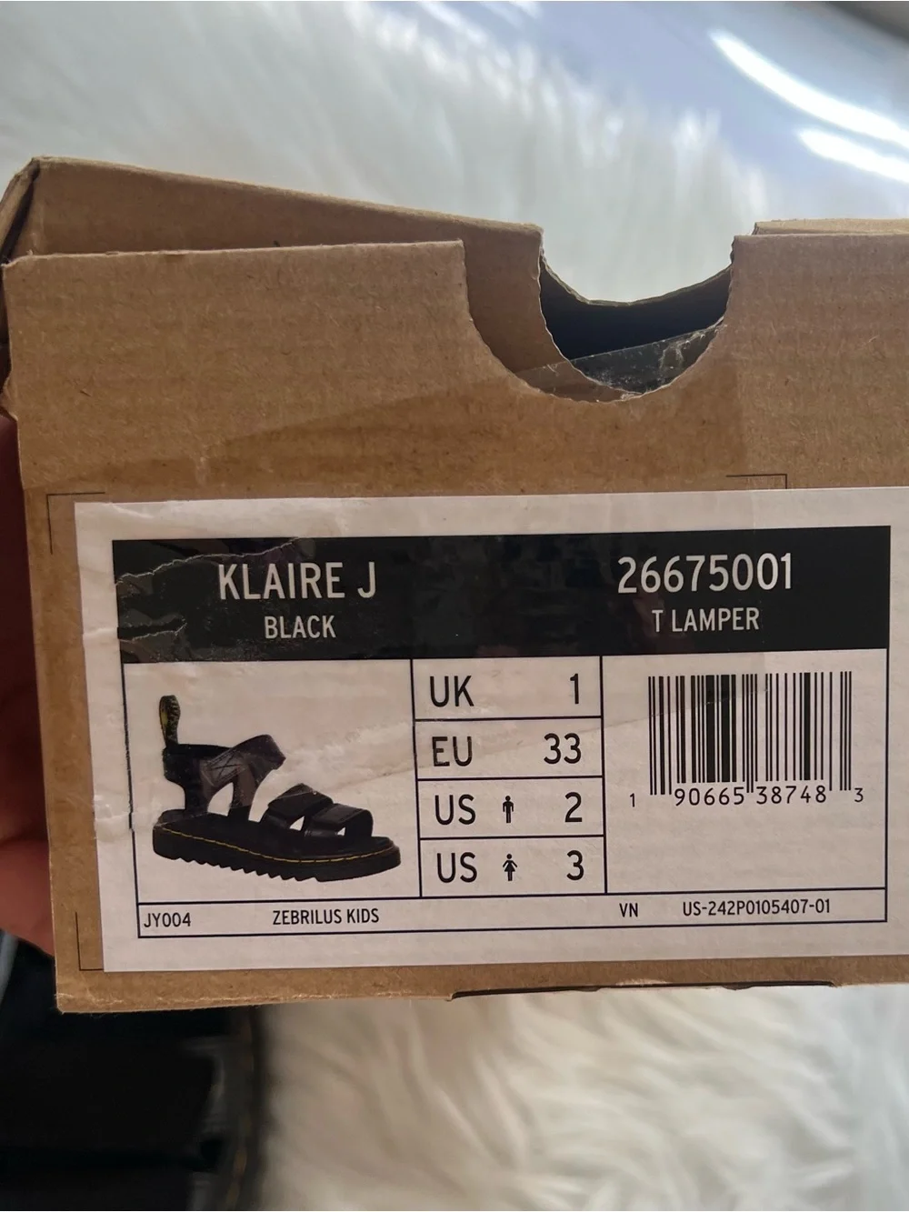 Dr. Martens Kids Black Triple-Strap Vegan Sandals with Yellow Stitching